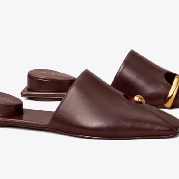 COPY - New! Tory Burch Pierced Mule, Plum / Gold, Size 10 - Picture 2 of 7